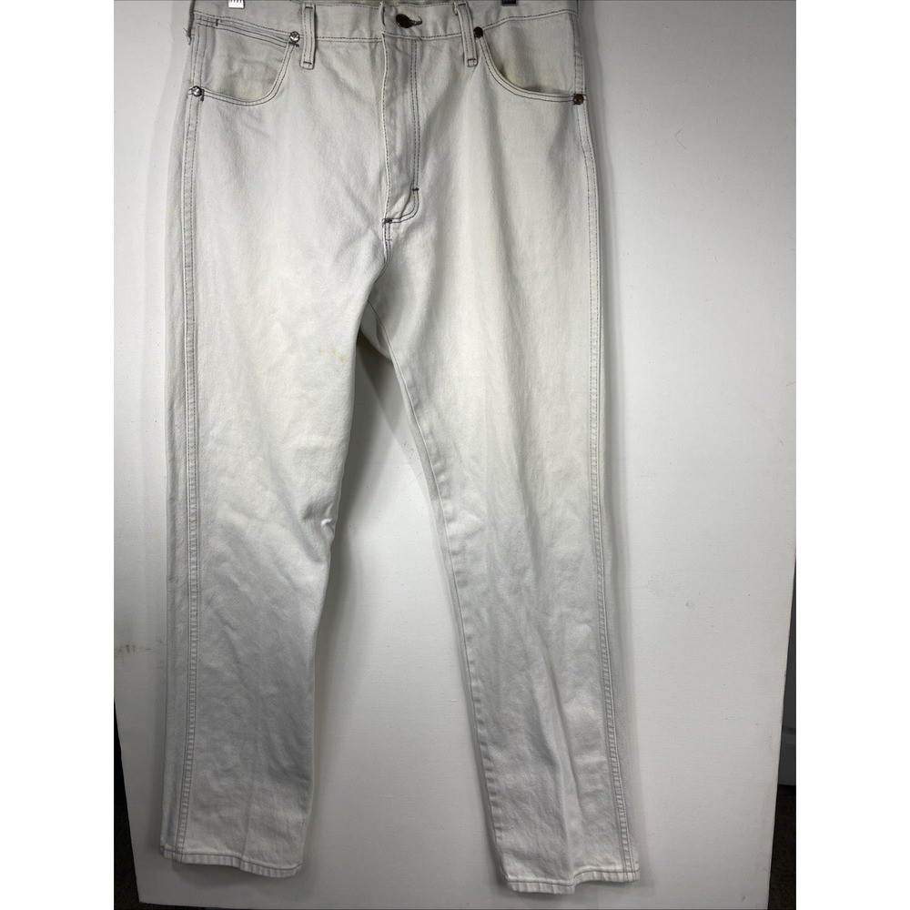 Wrangler Ivory Mens Denim Jeans 34x34. 13mwzpg Made USA 100% Cotton